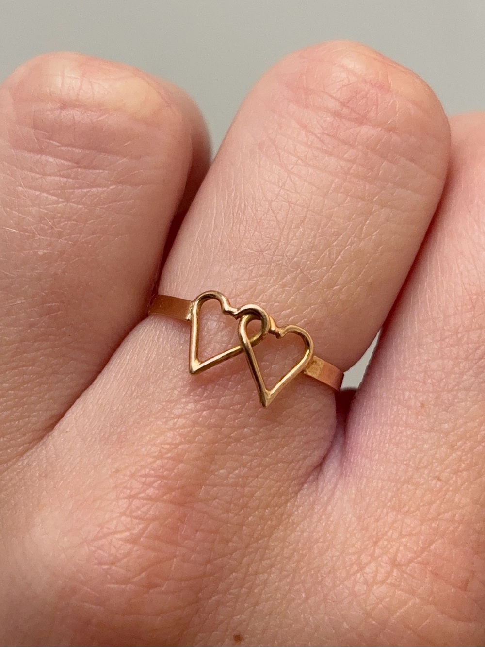 10k Yellow Gold Vintage Intertwined Double Heart Ring